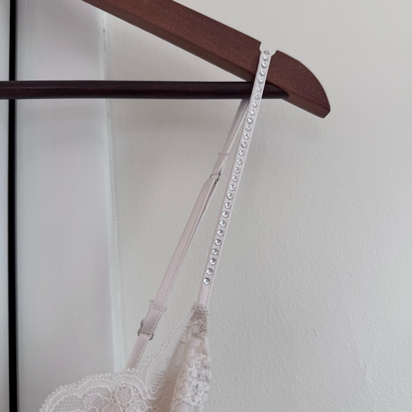 Victoria Secret Satin Bridal Slip Dress with Rhinestone sparkles and lace cups - Picture 5 of 8